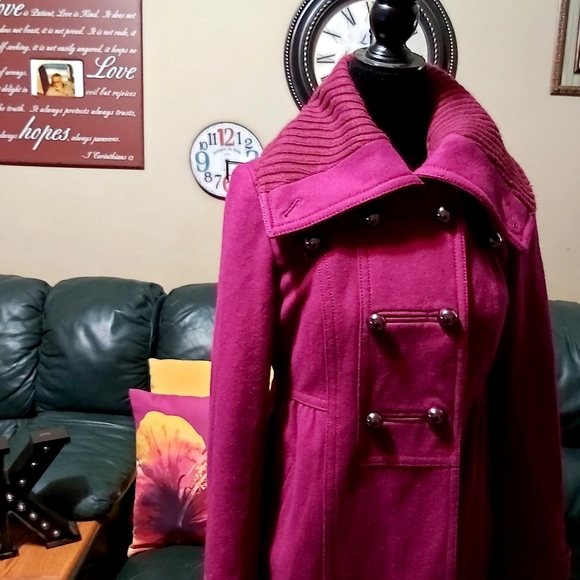 Delia's Fuschia Peacoat - Picture 4 of 11